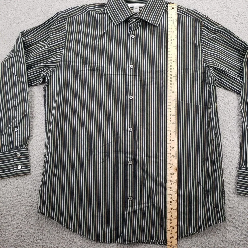 Banana Republic Shirt Mens Large 16 16.5 Black Sriped‎ Classiccore Button Up